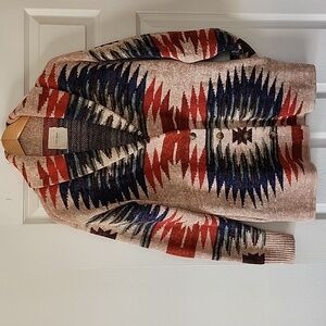 Lucky Brand Aztec Southwestern Oversized Cotton Cardigan Small